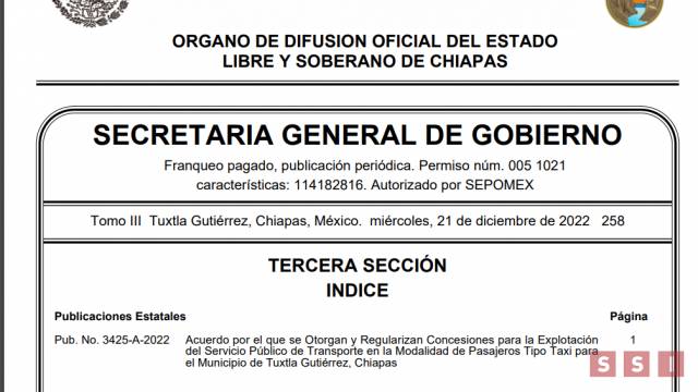 Susana Solis Informa Otorgan más de mil 500 concesiones para taxis en Chiapas
