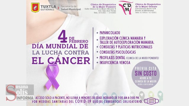 Susana Solis Informa Implementa Ayuntamiento de Tuxtla campaña gratuita de diagnóstico de cáncer cervicouterino y mamario