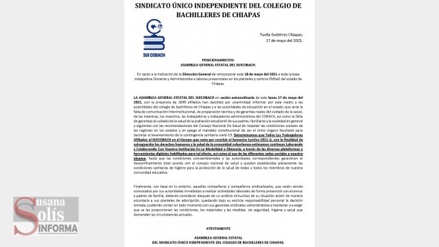 Susana Solis Informa NO regresarán a clases presenciales maestros del COBACH