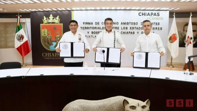 Susana Solis Informa Rutilio Escandón y Salomón Jara firman Convenio Amistoso para finalizar conflictos entre Chiapas y Oaxaca