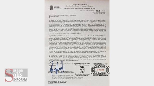 Susana Solis Informa BURÓCRATAS regresan a labores hasta el 3 de agosto