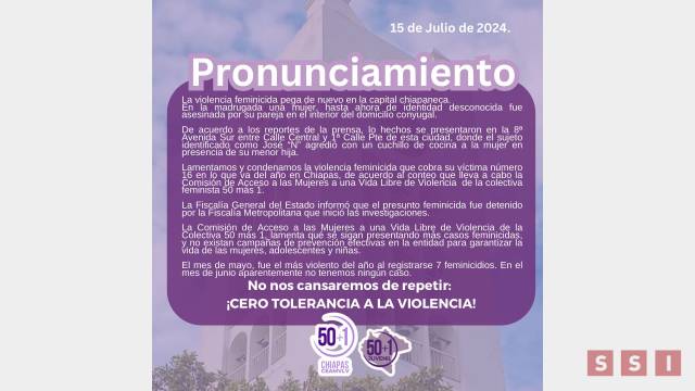 Susana Solis Informa OTRO FEMINICIDIO en Tuxtla; piden castigo al culpable