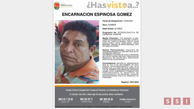 Susana Solis Informa PIDEN apoyo para la búsqueda de desaparecido en Ocozocoautla