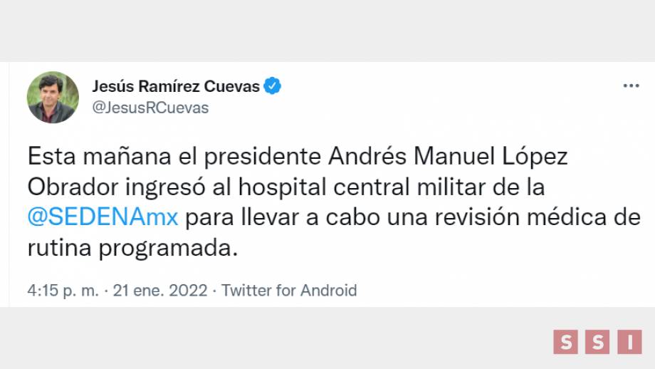 Así lo dio a conocer el vocero de presidente Jesús Ramírez