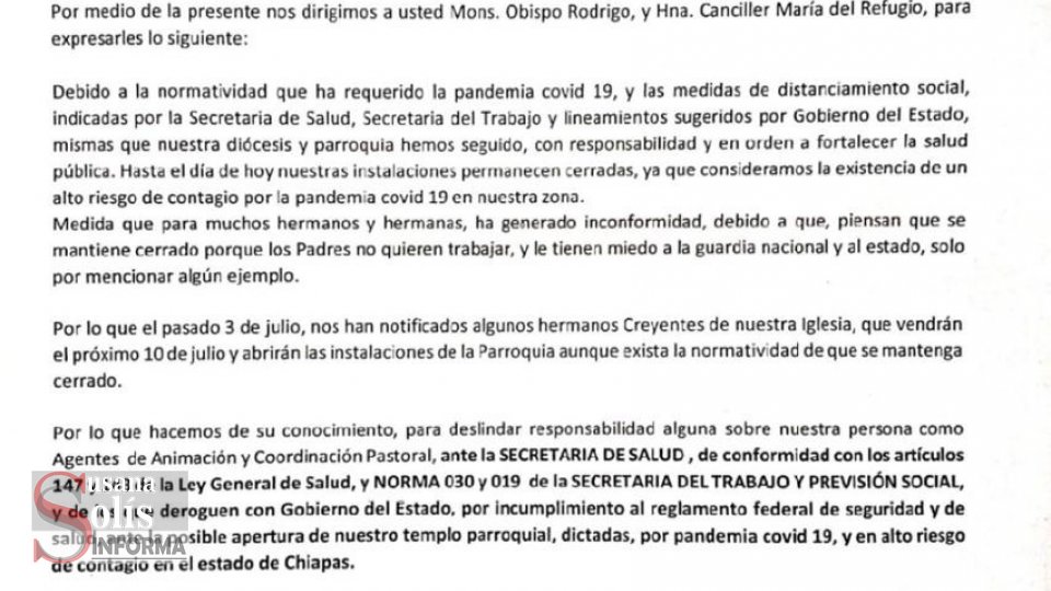 ADVIERTEN creyentes que abrirán iglesia aún en semáforo rojo - Susana Solis Informa
