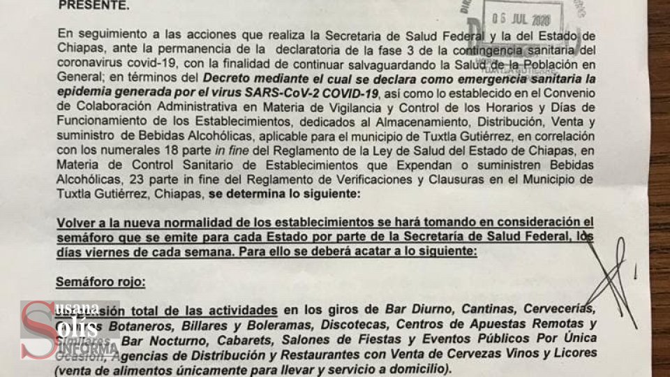 Chiapas regresa a semáforo rojo y con ello algunas restricciones