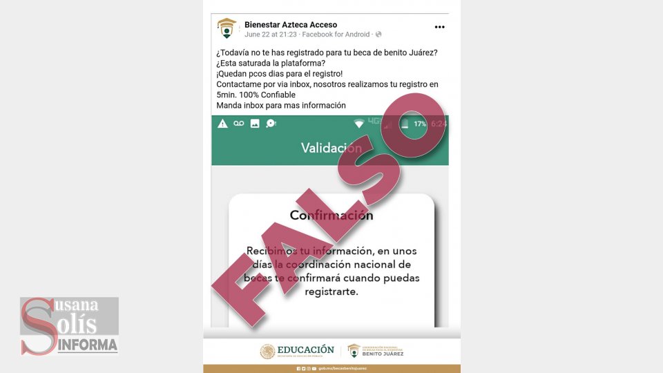 ALERTAN a becarios de Educación Media Superior de información falsa - Susana Solis Informa