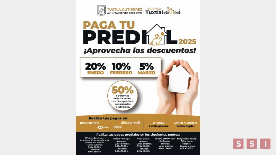 OFRECEN descuentos del 20% para el pago predial en enero en Tuxtla - Susana Solis Informa