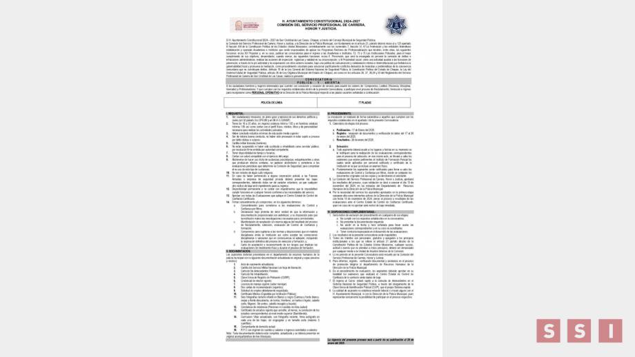 Se emite convocatoria para reclutamiento de elementos de la Dirección de la Policía Municipal de San Cristóbal - Susana Solis Informa